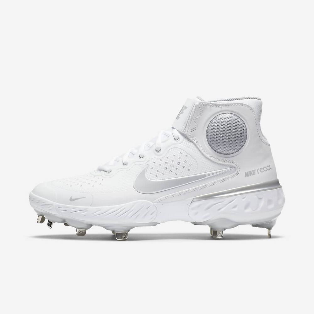 Crampon Baseball Nike Alpha Huarache Elite 3 Mid Blanche 7928-034 White/Iron Grey/Electric Green/Light Solar Flare Heather Homme | LPX-03689355